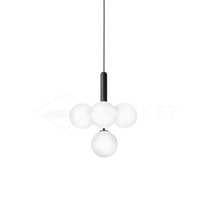 Adjustable Opal & Clear Glass Sphere Pendant Light