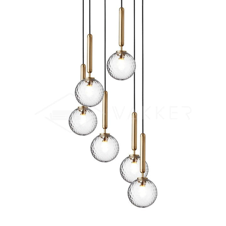 Adjustable Opal & Clear Glass Sphere Pendant Light