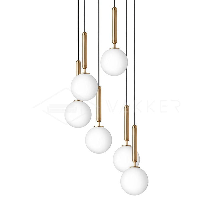 Adjustable Opal & Clear Glass Sphere Pendant Light