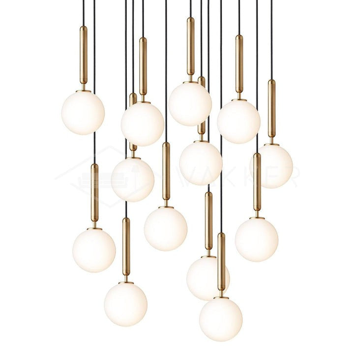 Adjustable Opal & Clear Glass Sphere Pendant Light