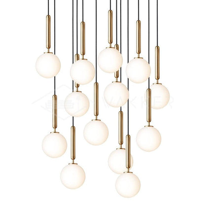 Adjustable Opal & Clear Glass Sphere Pendant Light
