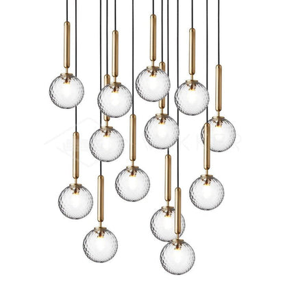 Adjustable Opal & Clear Glass Sphere Pendant Light