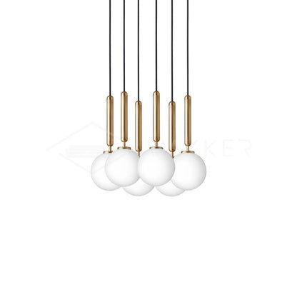 Adjustable Opal & Clear Glass Sphere Pendant Light
