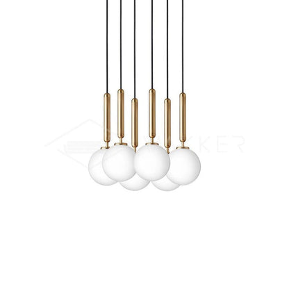 Adjustable Opal & Clear Glass Sphere Pendant Light