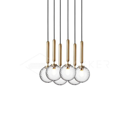 Adjustable Opal & Clear Glass Sphere Pendant Light