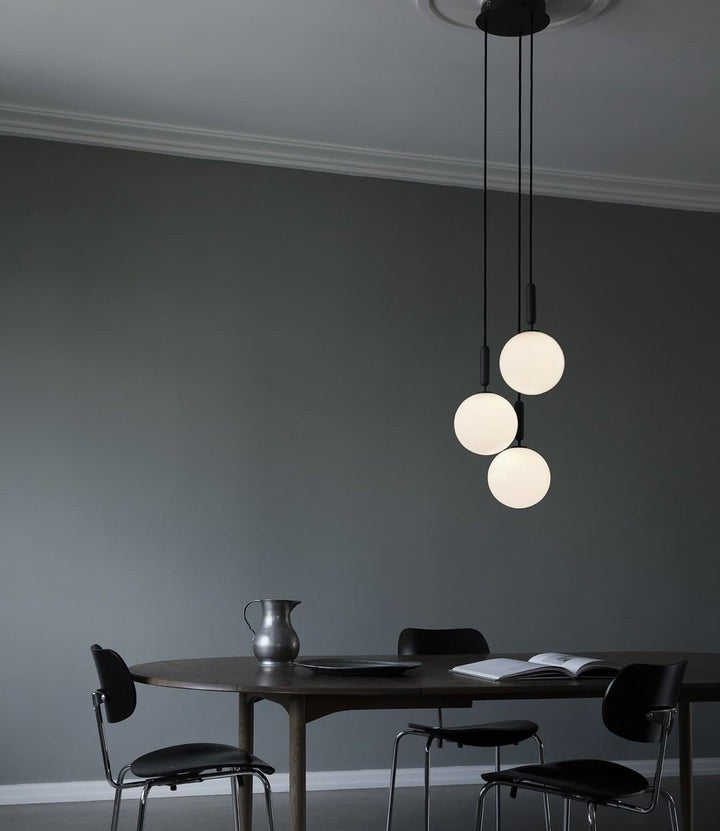 Adjustable Opal & Clear Glass Sphere Pendant Light