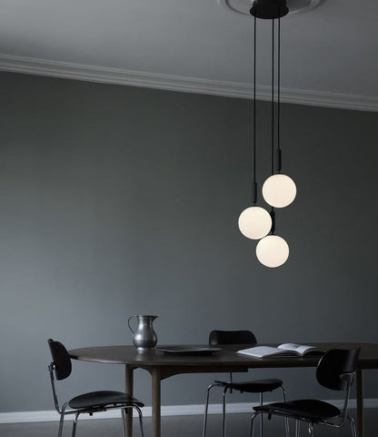 Adjustable Opal & Clear Glass Sphere Pendant Light