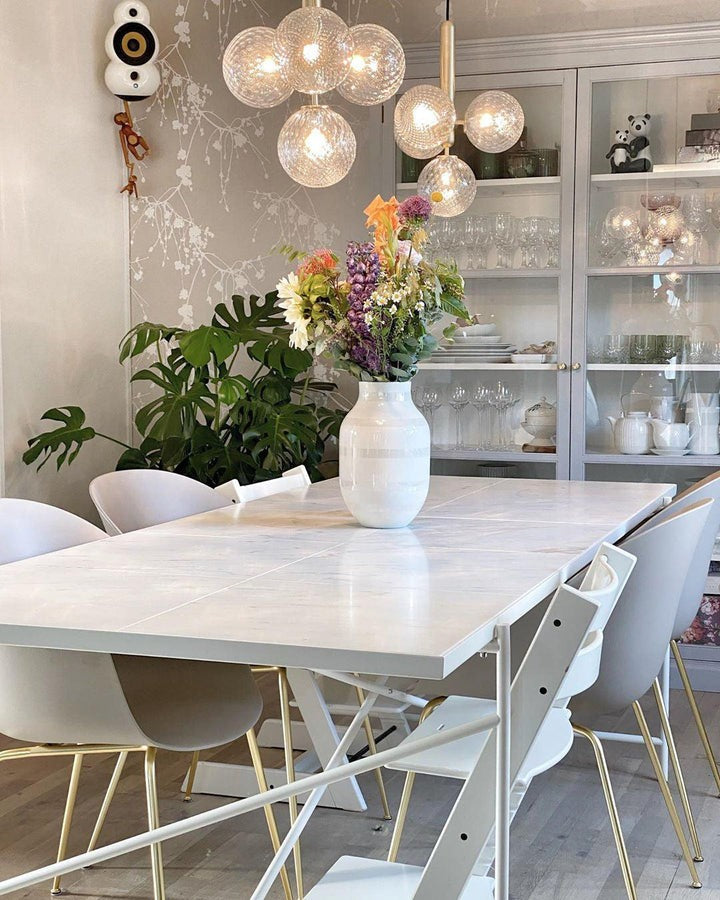 Adjustable Opal & Clear Glass Sphere Pendant Light