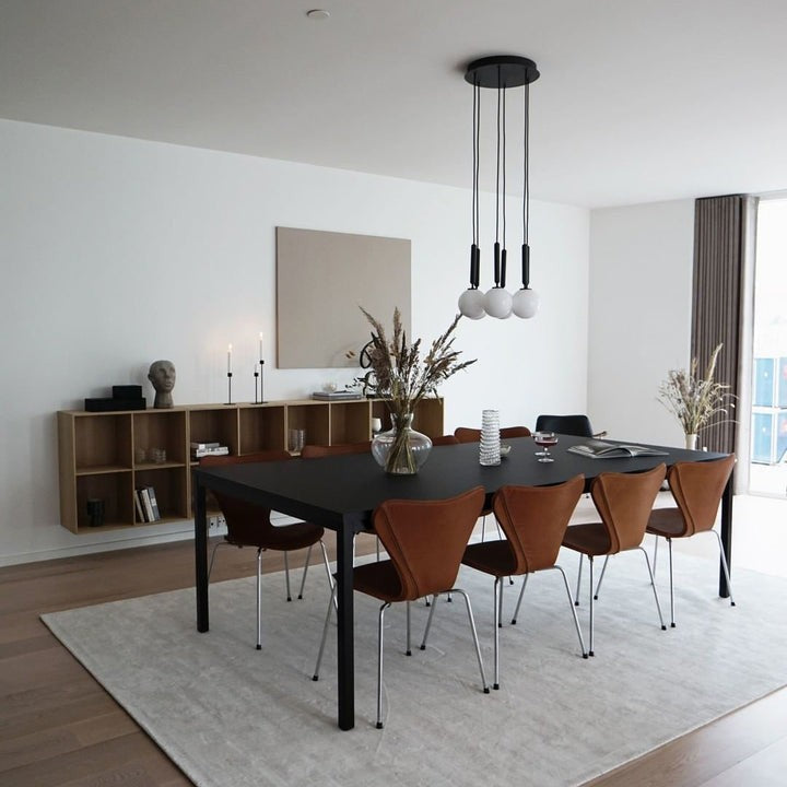 Adjustable Opal & Clear Glass Sphere Pendant Light