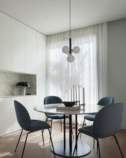 Adjustable Opal & Clear Glass Sphere Pendant Light