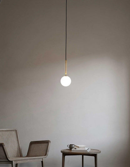 Adjustable Opal & Clear Glass Sphere Pendant Light