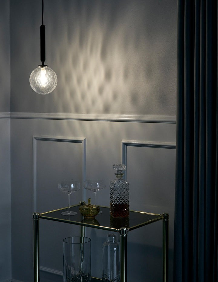 Adjustable Opal & Clear Glass Sphere Pendant Light