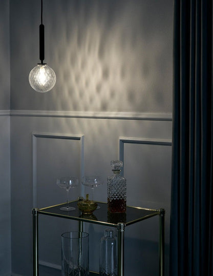 Adjustable Opal & Clear Glass Sphere Pendant Light