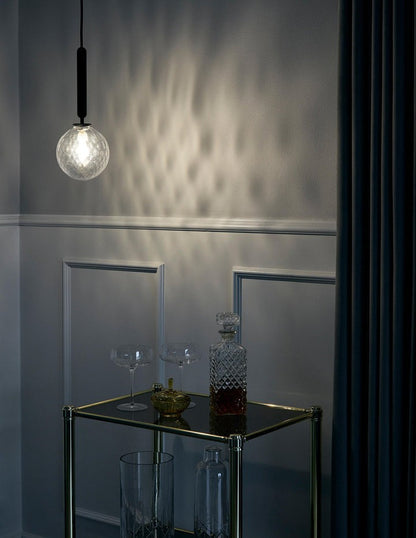 Adjustable Opal & Clear Glass Sphere Pendant Light