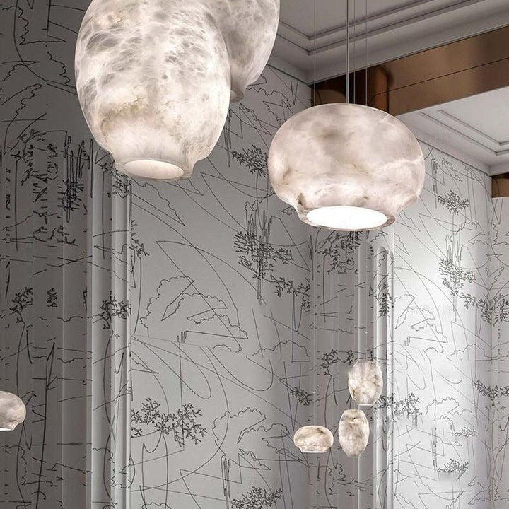 Alabaster Dome Pendant Light with Integrated LED