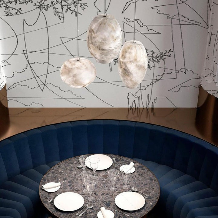 Alabaster Dome Pendant Light with Integrated LED