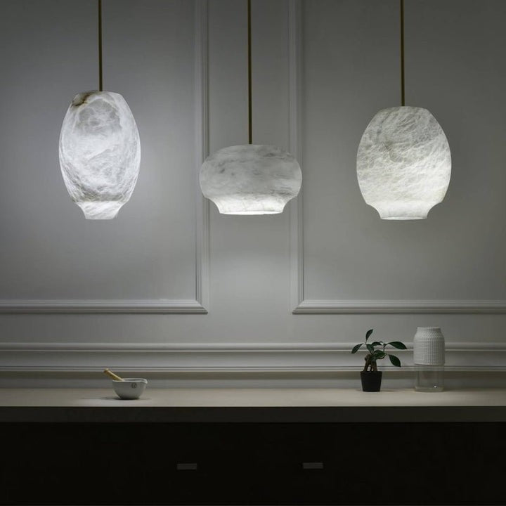 Alabaster Dome Pendant Light with Integrated LED