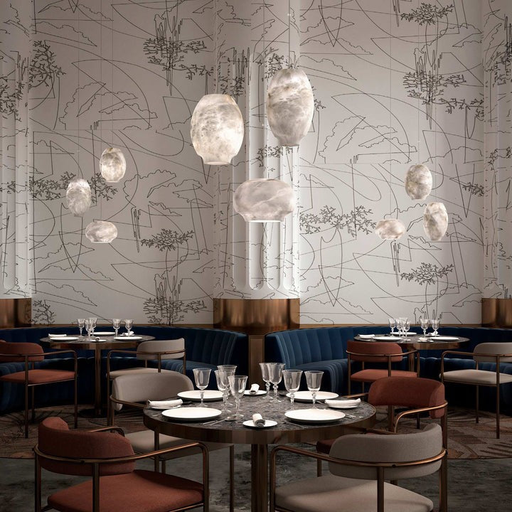 Alabaster Dome Pendant Light with Integrated LED