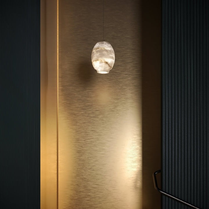 Alabaster Dome Pendant Light with Integrated LED