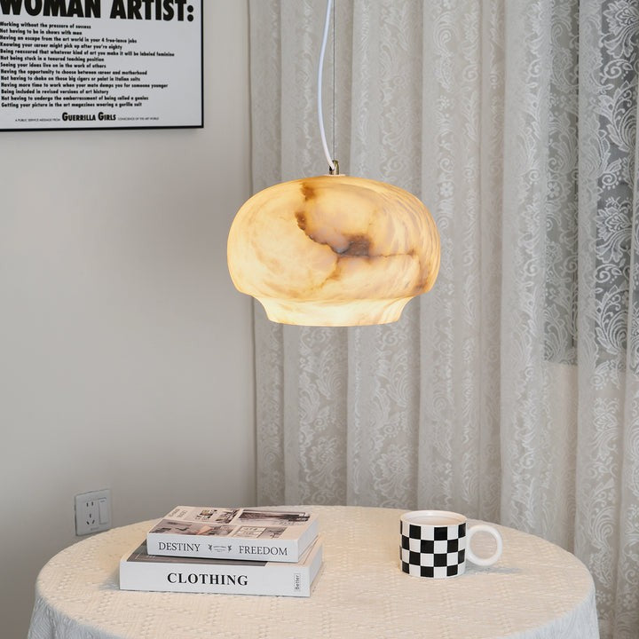 Alabaster Dome Pendant Light with Integrated LED