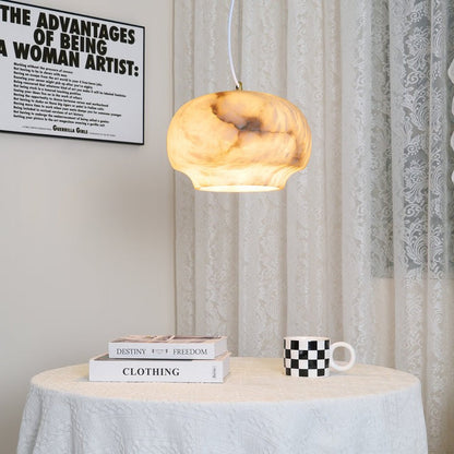 Alabaster Dome Pendant Light with Integrated LED