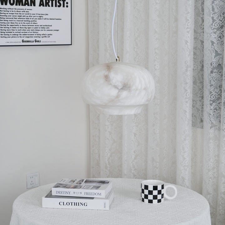 Alabaster Dome Pendant Light with Integrated LED