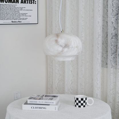 Alabaster Dome Pendant Light with Integrated LED