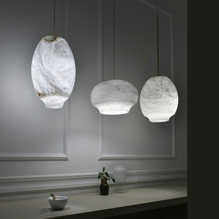 Alabaster Dome Pendant Light with Integrated LED