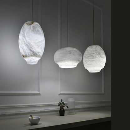 Alabaster Dome Pendant Light with Integrated LED