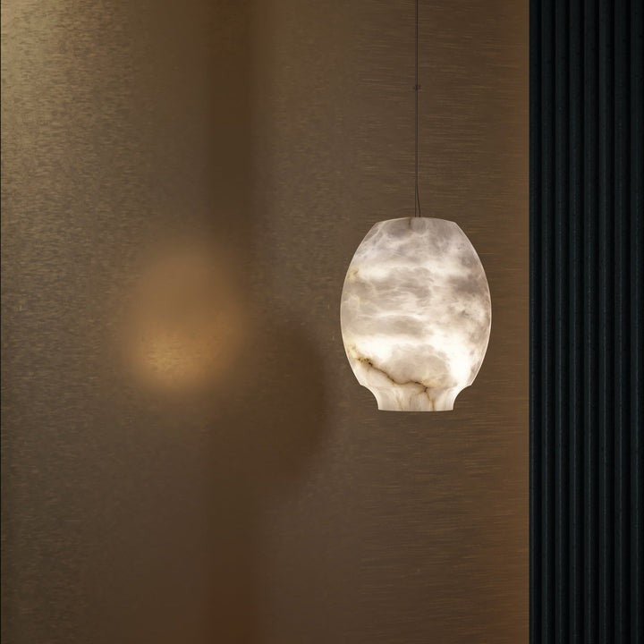 Alabaster Dome Pendant Light with Integrated LED
