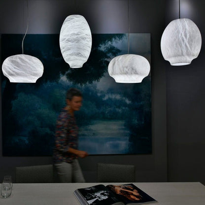 Alabaster Dome Pendant Light with Integrated LED