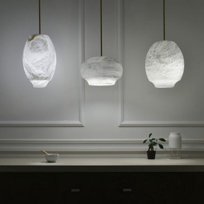 Alabaster Dome Pendant Light with Integrated LED