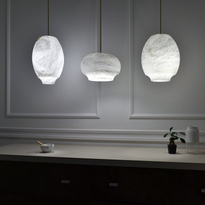 Alabaster Dome Pendant Light with Integrated LED