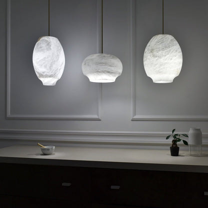 Alabaster Dome Pendant Light with Integrated LED