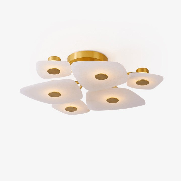 Alabaster LED Ceiling Light with Aged Brass Frame