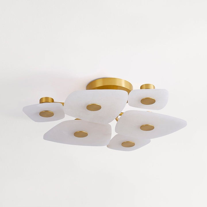 Alabaster LED Ceiling Light with Aged Brass Frame