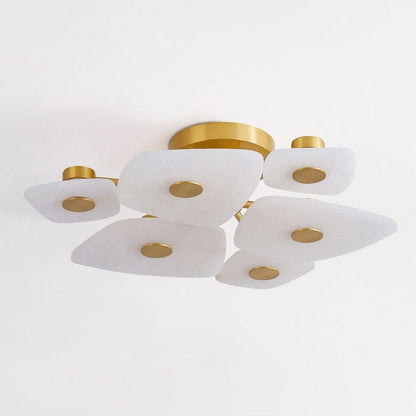 Alabaster LED Ceiling Light with Aged Brass Frame