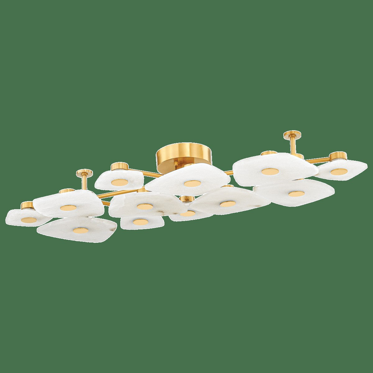 Alabaster LED Ceiling Light with Aged Brass Frame