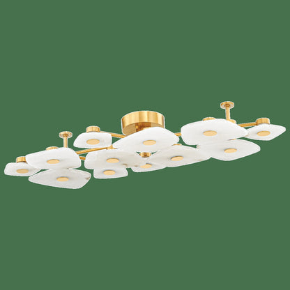 Alabaster LED Ceiling Light with Aged Brass Frame