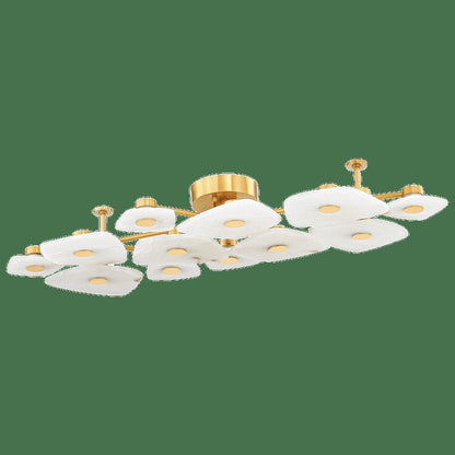 Alabaster LED Ceiling Light with Aged Brass Frame