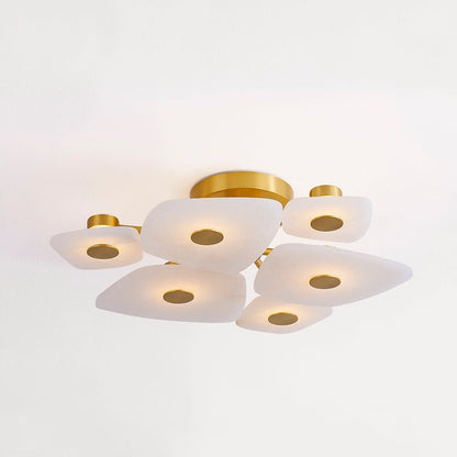 Alabaster LED Ceiling Light with Aged Brass Frame