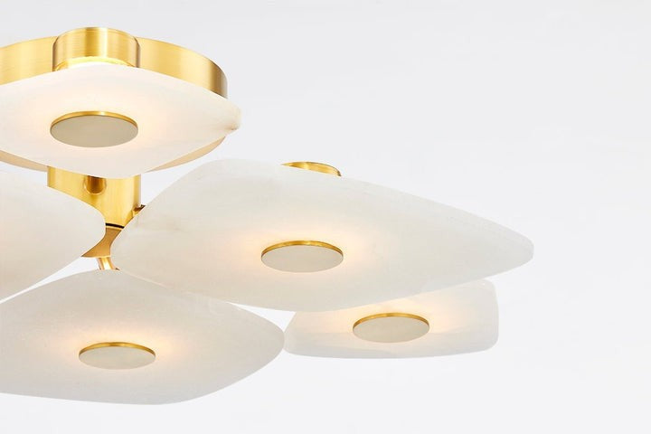 Alabaster LED Ceiling Light with Aged Brass Frame