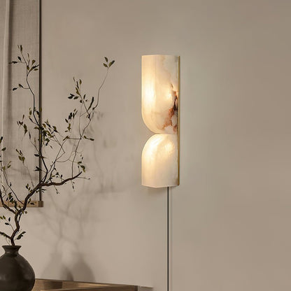 Alabaster Stone LED Plug-In Wall Sconce