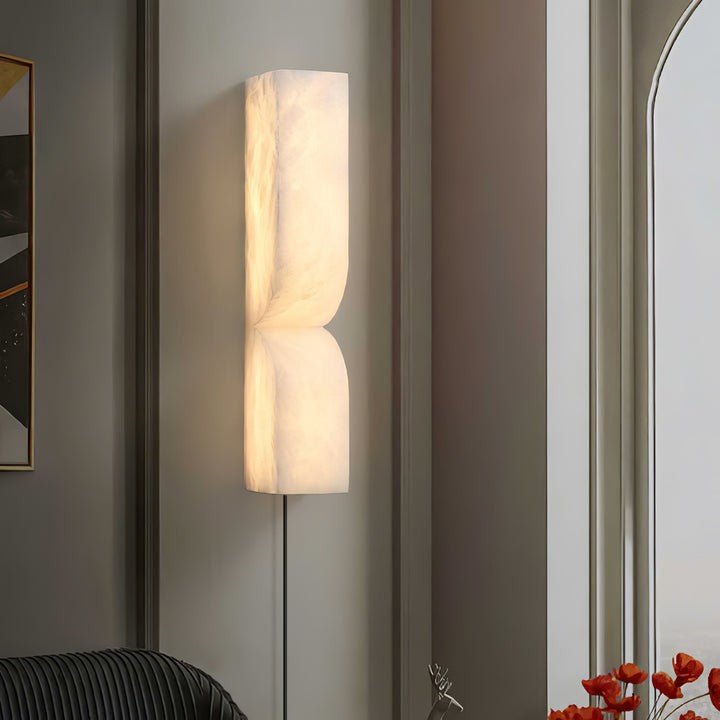Alabaster Stone LED Plug-In Wall Sconce