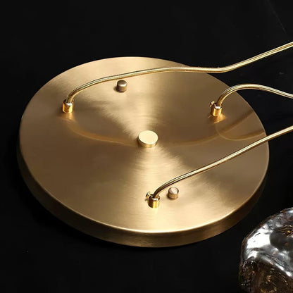 Amber Ice Glass Pendant Light with Brass Hardware