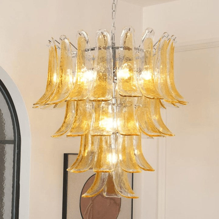 Amber Lily Tiered Glass Chandelier
