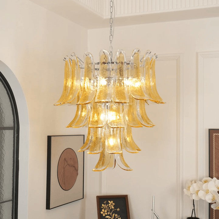 Amber Lily Tiered Glass Chandelier