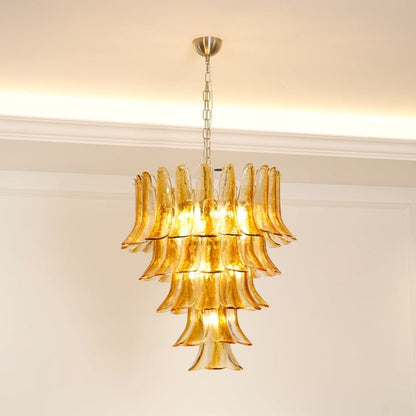 Amber Lily Tiered Glass Chandelier