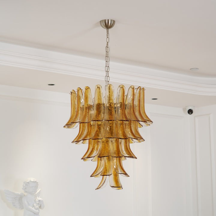 Amber Lily Tiered Glass Chandelier