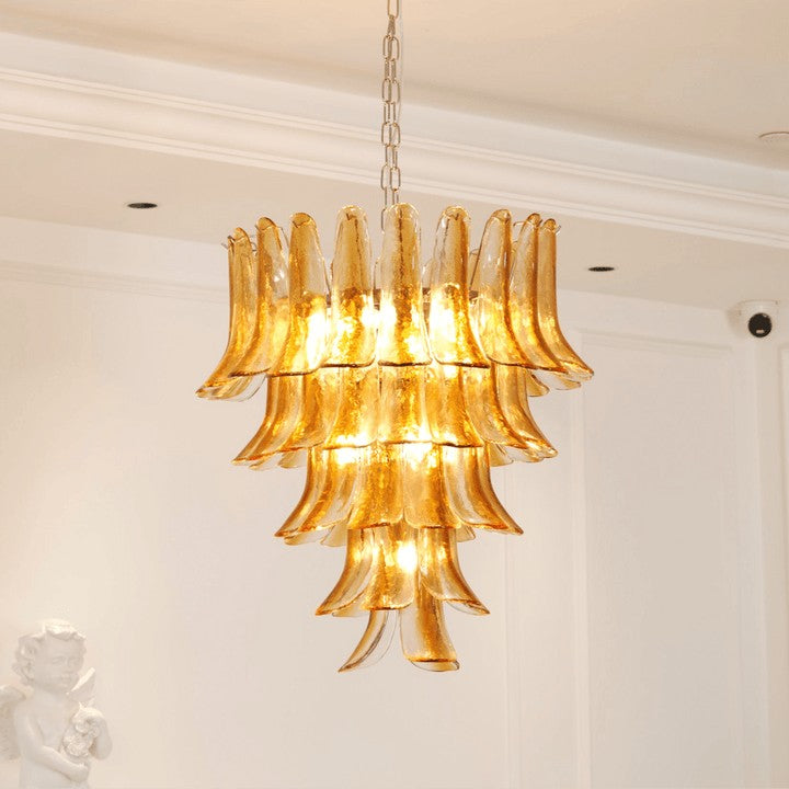 Amber Lily Tiered Glass Chandelier